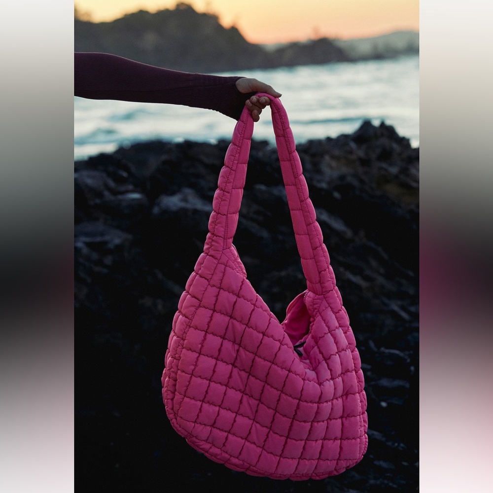 NWT FP Movement by Free People Bright Pink Quilted Shoulder Bag $68 - Picture 2 of 7